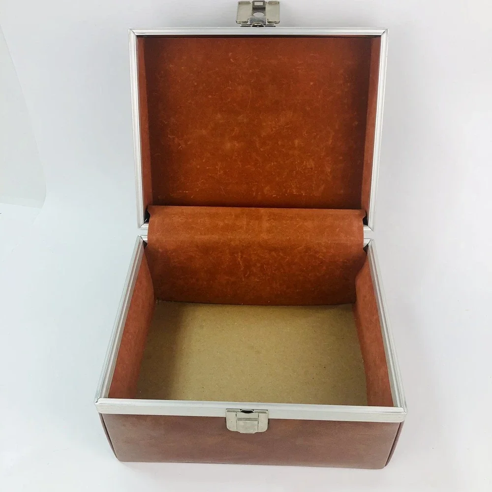 VTG Brown Faux Leather Travel Case Cosmetic Makeup Camera Carrier MCM 1960s